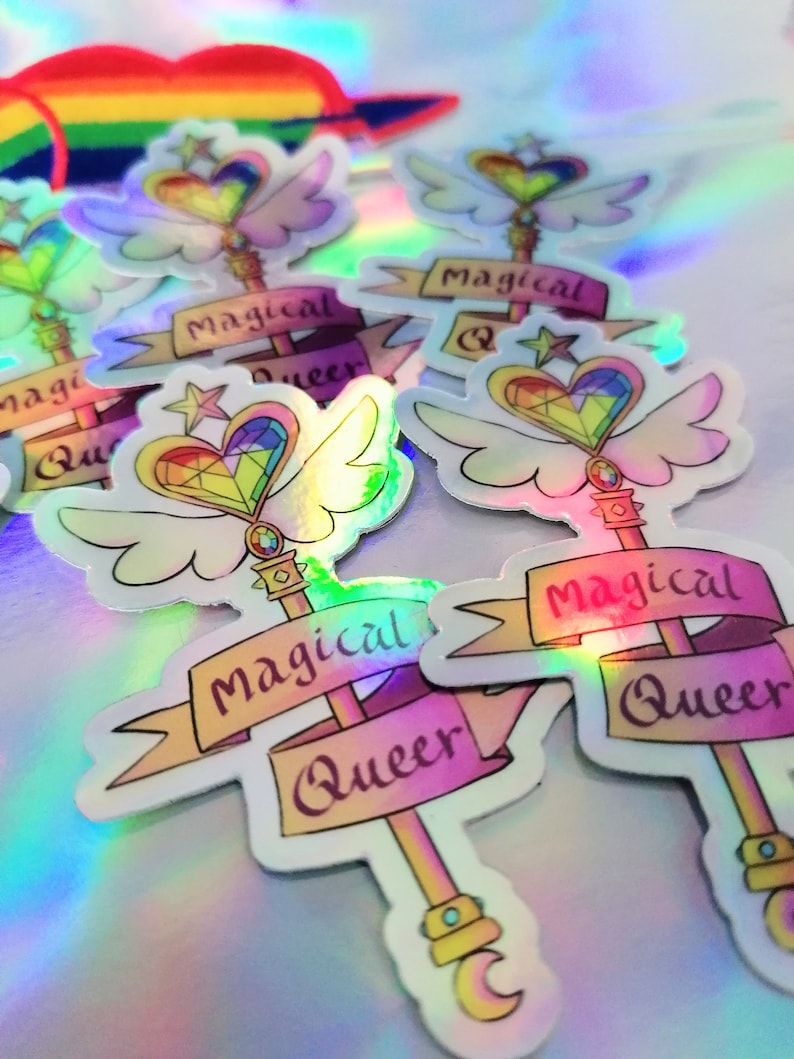 Magical queer Lgbt pride holographic sticker image 1