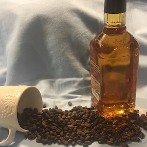 Whiskey infused coffee beans