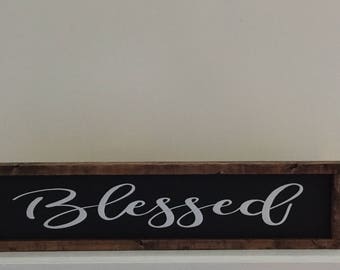 Blessed Wood Sign|Blessed Painted Wood Sign|Blessed Farmhouse Wood Sign|Farmhouse Decor|Gallery Wall Frame Sign|Rustic Blessed Wood Sign