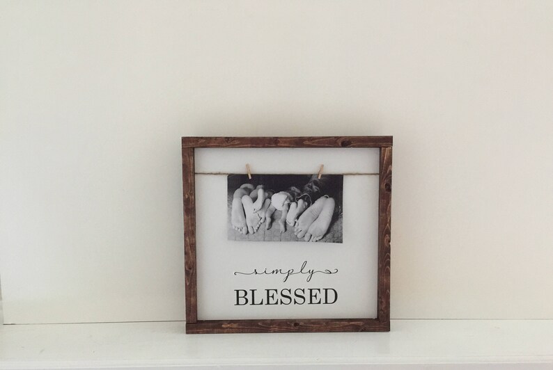 Simply Blessed Photo Frame Wood Sign| Simply Blessed Painted Wood Sign ...