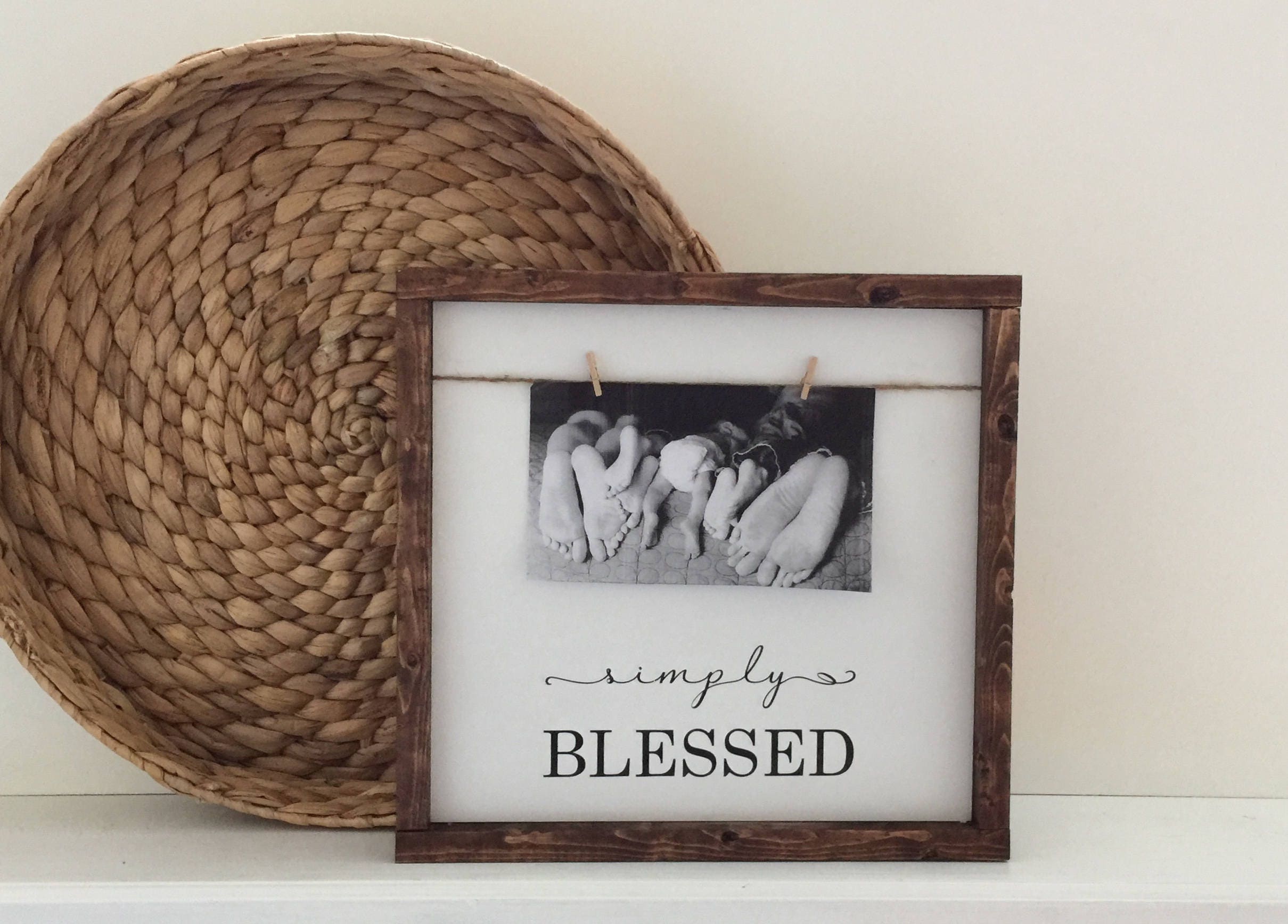 Simply Blessed Photo Frame Wood Sign| Simply Blessed Painted Wood Sign ...