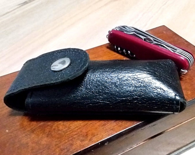 Vintage 80s Leather Utility Knife Pouch Black Leather Knife Etsy