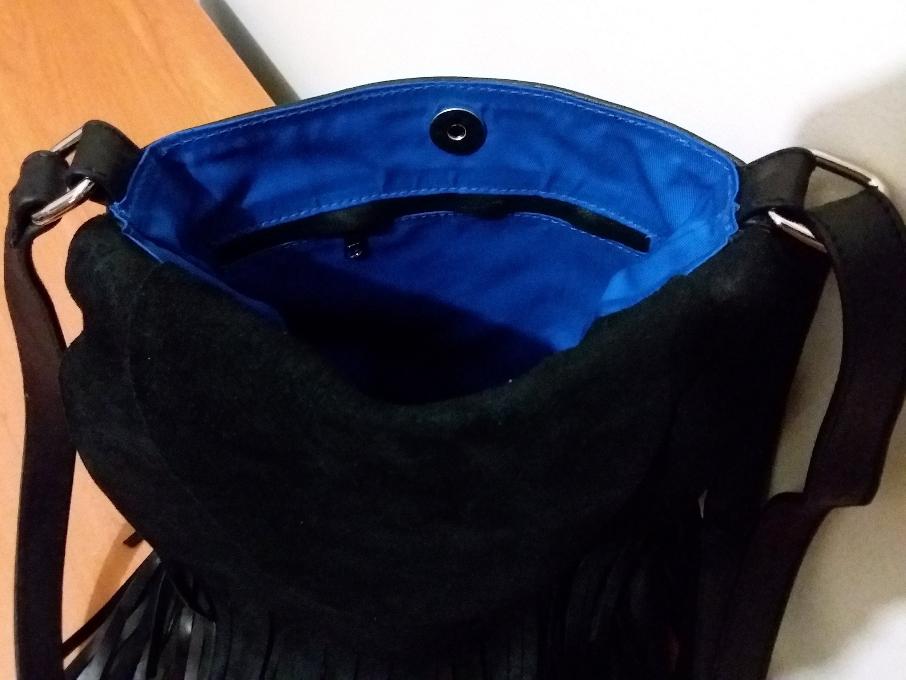 Crossbody Leather Fringed Black Bag Medium Size Black Tassel Etsy