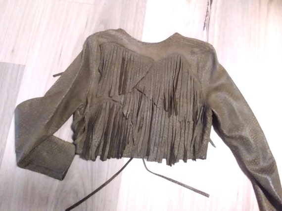 80s vintage brown leather fringed jacket, boho re… - image 7