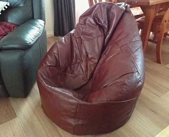 Genuine Leather Bean Bag Chair, 6 Colours, New Deadstock 80s Vintage Beanbag  Cover, Large Casual Floor Seat, Retro Hipster Boho Furniture 