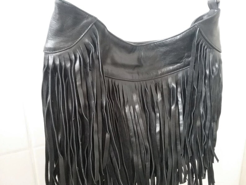 Bohemian Black Leather Bag Boho Fringed Crossbody Bag - Etsy