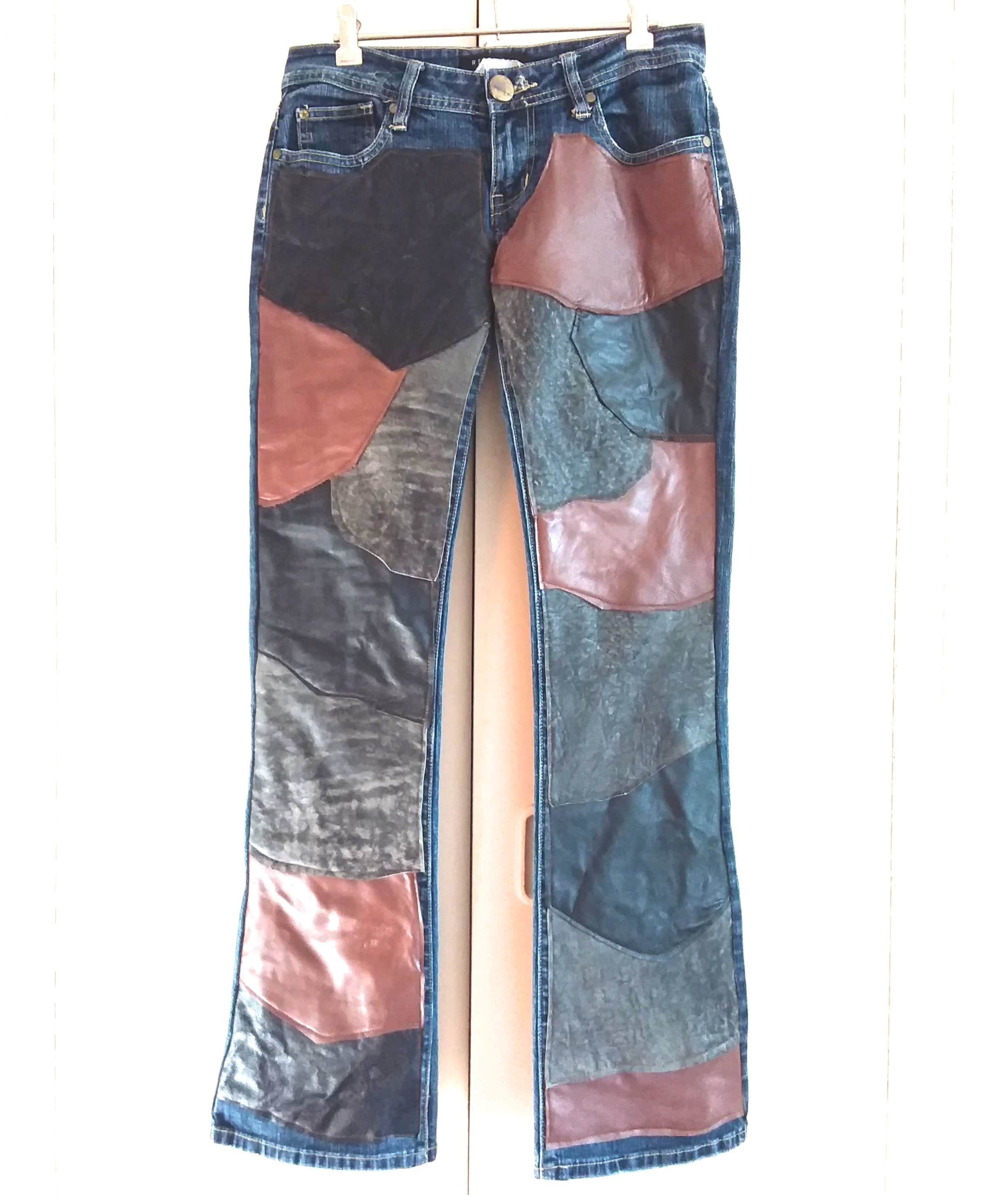 Denim jeans hotsell with leather fronts
