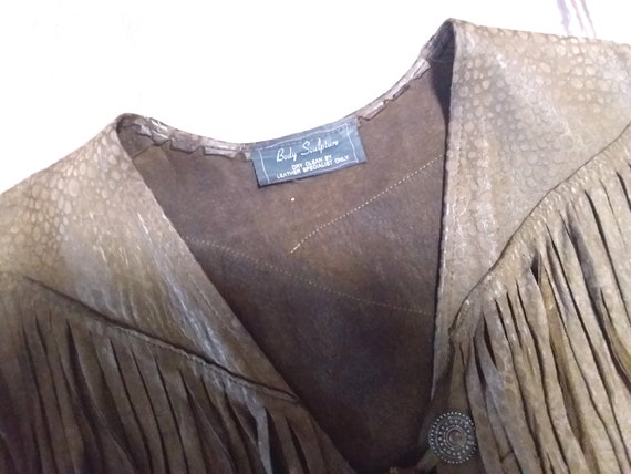 80s vintage brown leather fringed jacket, boho re… - image 8