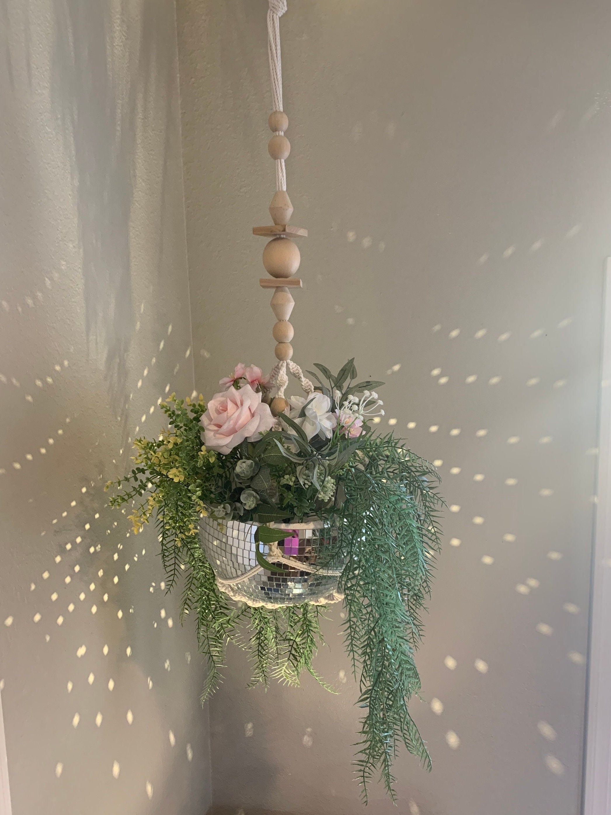 Discokugel-Blumentopfhalter – Blumenspiegelkugel zum Aufhängen mit