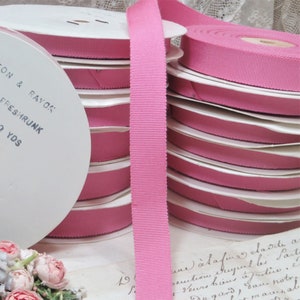 20y PETAL PINK COTTON Grosgrain Ribbon 3/8&quot; 5/8&quot; tag: French Farmhouse Petersham Trim  Shabby 1920 flapper Boudoir Millinery Hat Flower Rose