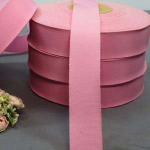 5y PINK PETERSHAM RIBBON Cotton Rayon Grosgrain Ribbon tag: French Farmhouse Petersham Trim flapper Millinery Hat Flower Hat Banding