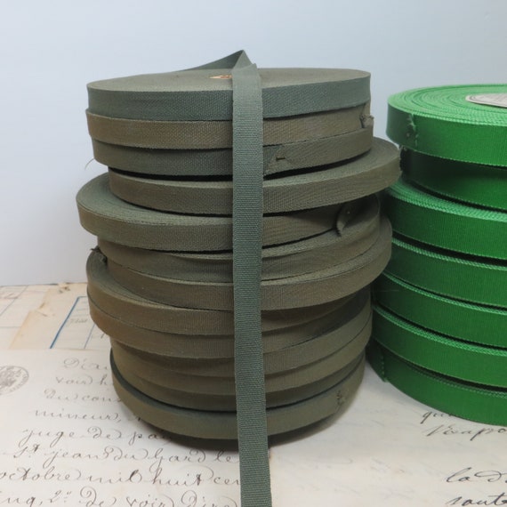 50y Roll ARMY GREEN KHAKI Woven Edge Grosgrain Ribbon Tag  display picture 3