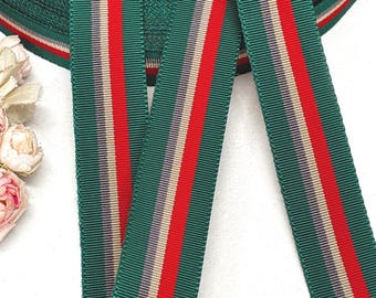3y RED GREEN GROSGRAIN Ribbon tags: Red Green petersham ribbon Christmas Ribbon Hat banding Ribbon Woven Edge grosgrain Stetson Fedora Hat