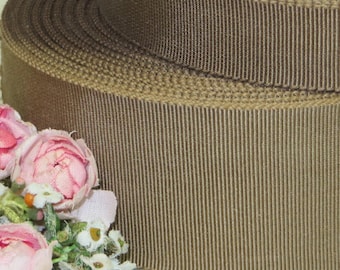 2 Yards 1.5" FRENCH TAUPE BROWN Vintage Grosgrain Petersham Ribbon Trim Art Deco Stetson Fedora