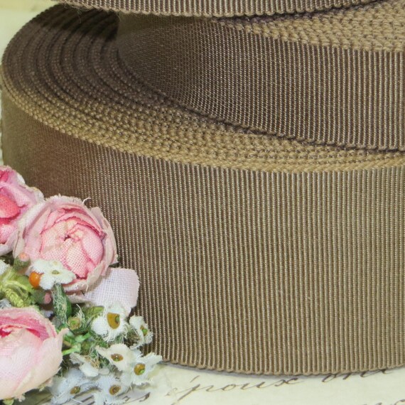 1y VTG 1 3//8/" BROWN IVORY STRIPE GROSGRAIN PETERSHAM RIBBON TRIM FRENCH FEDORA