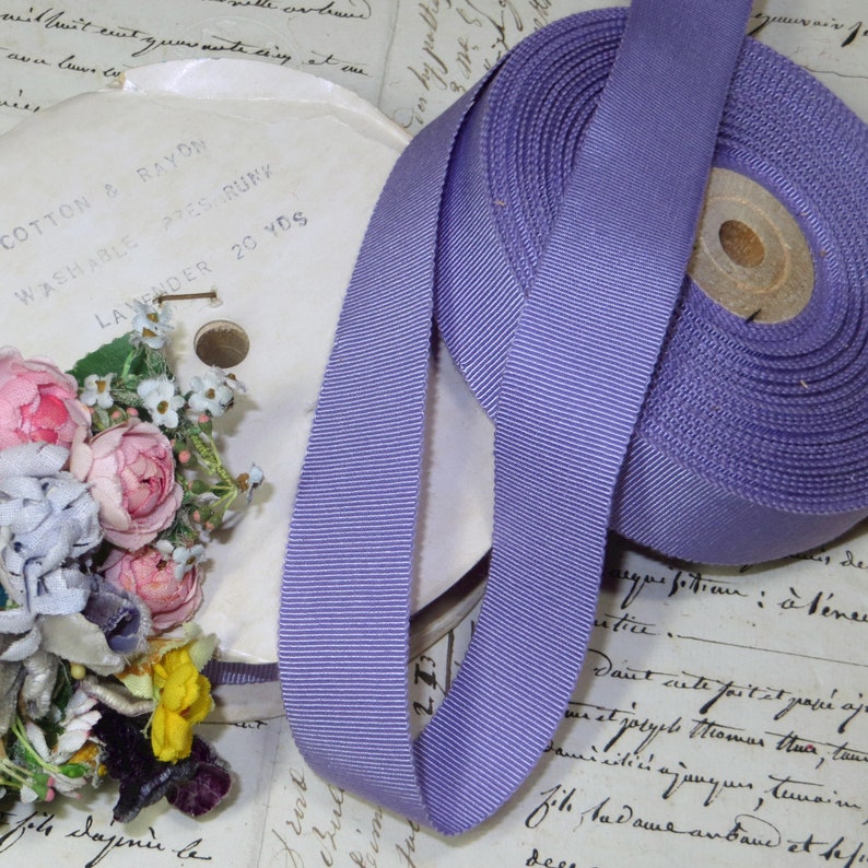 BTY 1/" Lavender vintage cotton rayon petersham grosgrain ribbon millinery hat