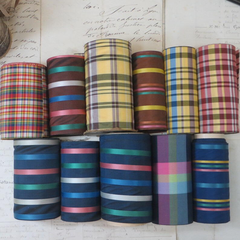 1y 1940 Rayon STRIPE WIDE TAFFETA Ribbon 4 5 Ribbon Navy Blue Pink Trim 1920 1930 Stetson Fedora Hat Cloche Millinery Flower Bow grosgrain