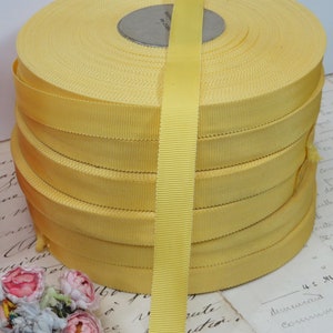 5y YELLOW PETERSHAM RIBBON 5/8" Tags: French Millinery Hat Flower Rose Bow 1950 Pill Box Hat Banding 1960 Dress 1970 Sunflower Dress