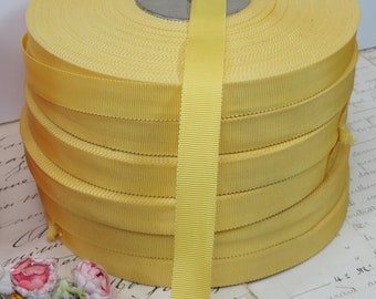 8y YELLOW PETERSHAM RIBBON 5/8" Tags: French Millinery Hat Flower Rose Bow 1950 Pill Box Hat Banding 1960 Dress 1970 Sunflower Dress