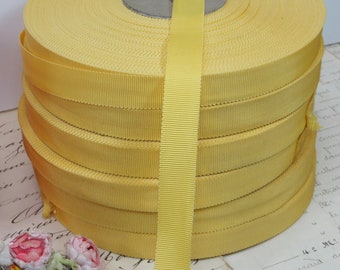 5y YELLOW PETERSHAM RIBBON 5/8" Tags: French Millinery Hat Flower Rose Bow 1950 Pill Box Hat Banding 1960 Dress 1970 Sunflower Dress