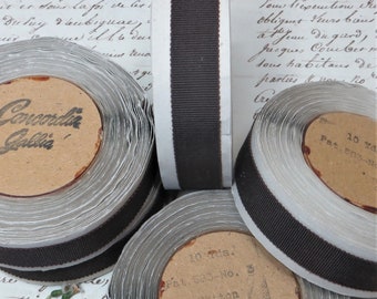 2 Rolls SILK COTTON GROSGRAIN Ribbon Chocolate Brown Petersham Antique Cotton Tape Black French Blue Trim 1920 Flapper Millinery hat flower