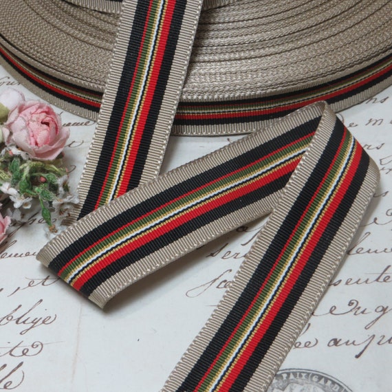 5 Yards Brown Beige Tan Striped Grosgrain Ribbon 7/8W