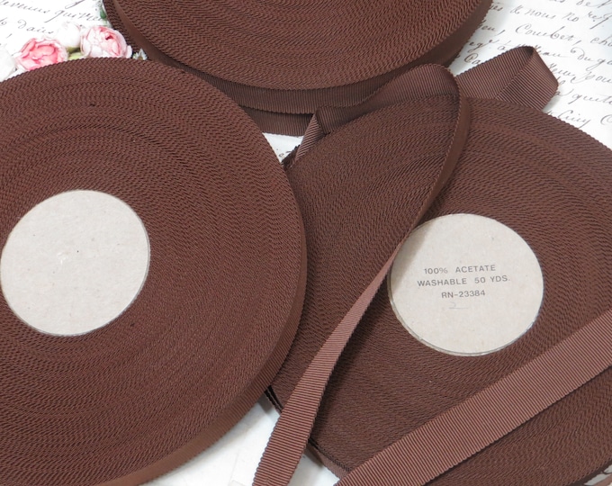 50 Yard Roll 7/8" CHOCOLATE BROWN GROSGRAIN Ribbon Haberdashery Ruban ...