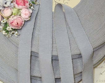 4y 5/8" GRAY Petersham Ribbon Trim 1920s 1930s Grograin Stetson Fedora Petersham Cloche Millinery Flower Antique Vintage Art Deco