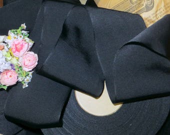 3y WOVEN EDGE BLACK 2.5" Grosgrain Ribbon French 1920 1930 Stetson Fedora Petersham Cloche Millinery