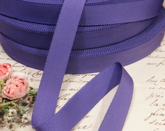 5y MEDIUM PURPLE GROSGRAIN Ribbon 5/8" Trim tag: Violet Gray Antique Flapper 1940 1950  Stetson Petersham Millinery Hat Flower rose vintage