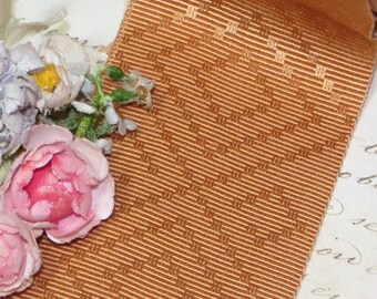 FRENCH GOLD DIAMOND 2" Grosgrain Ribbon, Rayon 2-Yards, 1920 Antique flapper Trim, Millinery  ribbonwork Art