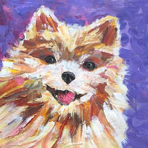 Pomeranian Spitz original painting by Irina Redine, Pomeranian Dog framed and ready to hang one of a kind wall art, gift idea