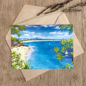 Cartes postales de Noosa Beach, carte postale A6 représentant le tableau « Little Cove Beach, Noosa, Australie » par Irina Redine