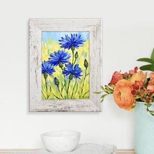 Cornflowers Framed Original Painting: Floral Wall Art by Irina Redine