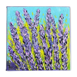 Lavender one of a king original painting by Irina Redine, purple Lavandula flowers small art, ready to hang, gift idea