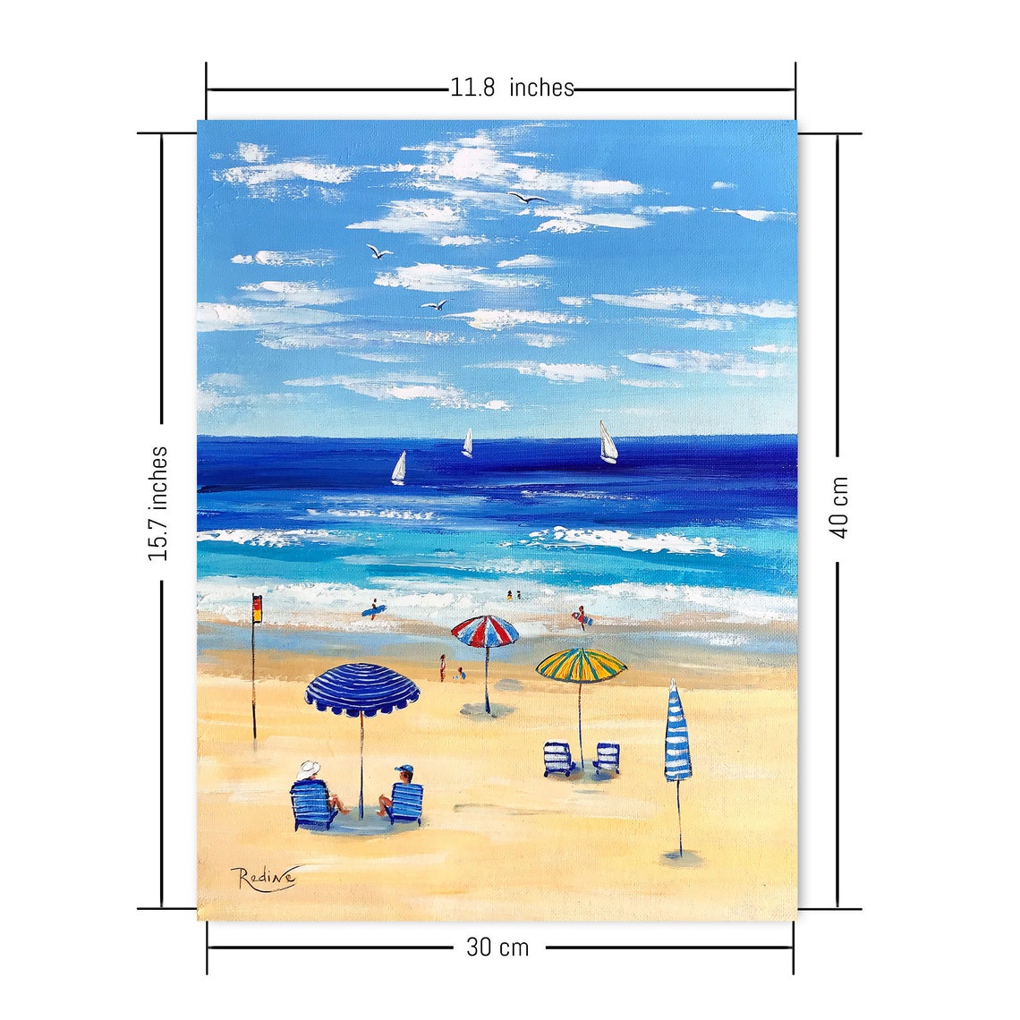 Australian Beach Original One of a Kind Painting by Irina Redine, Beach