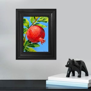 Pomegranate original one of a kind painting by Irina Redine, framed and ready to hang wall art, gift idea