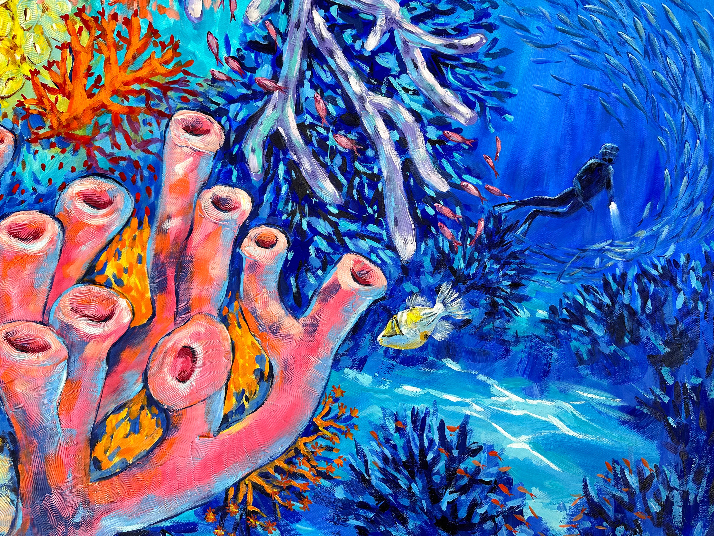 Coral Reef Wonder: Original Painting by Irina Redine, Oversized