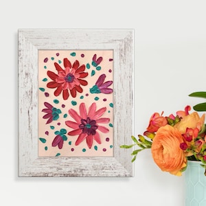 Floral Impasto original painting by Irina Redine, pallet knife flowers framed and ready to hang wall art, one of a kind gift idea