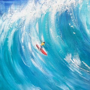 Dipinto originale su tela &quot;Gone Surfing&quot; 40 x 50 cm di Irina Redine, opera d&#39;arte murale unica nel suo genere, idea regalo