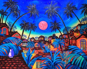 Sydney Opera House at Night Original Painting by Irina Redine