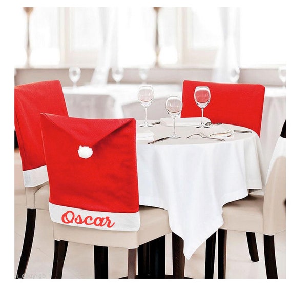 Santa Hat Chair Cover Personalized Christmas Chair Cover Etsy