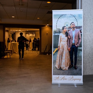 Wedding banner, retractable banner, roll up banner, custom banner, custom wedding banner