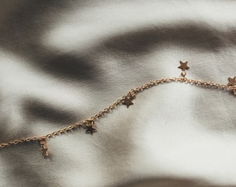 Star Choker | Bohemian Gold Necklace | Boho Crystal Star Charms Necklace