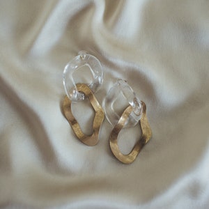 Statement Amazing Simple Minimalistic Bronze Acetate Earring Vintage style Clear Acrylic Dangle Geometric Earrings image 3