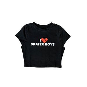 I Heart Skater Boys Baby Tee- y2k skater grunge emo scene 90's sk8 stoner boy