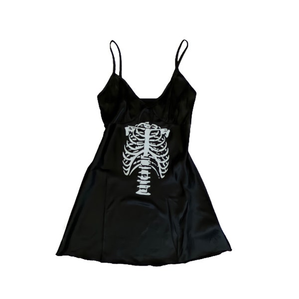 Black Skeleton Slip Dress