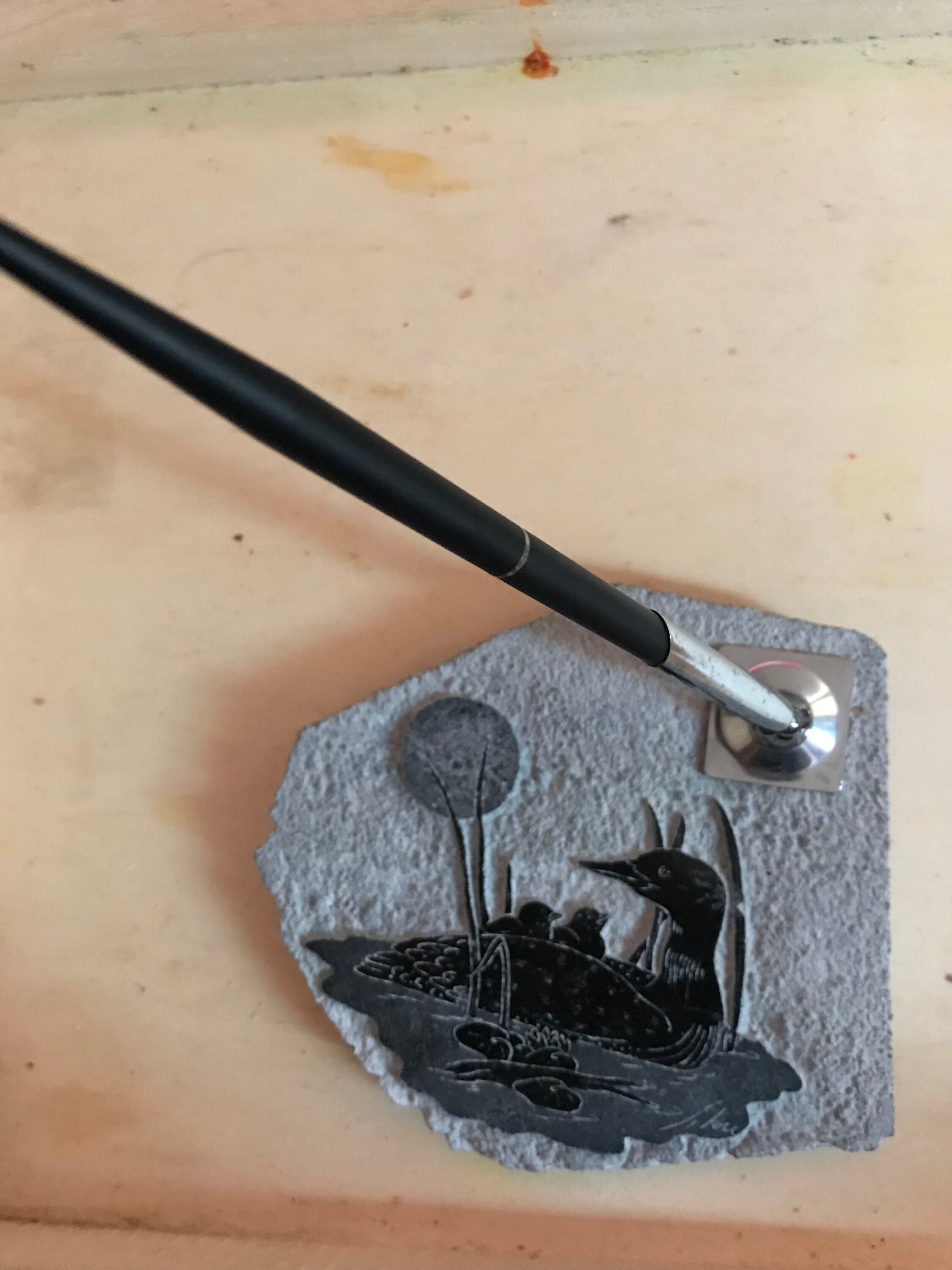 Canada Etched Carved Soapstone Loon Pen Set Etsy