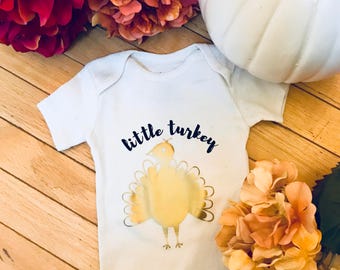 Little Turkey bodysuit, Thanksgiving bodysuit, Thanksgiving baby, baby shower gift, baby announcement, pregnancy announcement