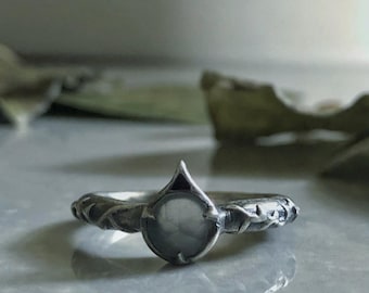 Gray Moonstone Briar Ring | Archaia Collection | Witchy Jewelry, Sterling Silver, Medieval, Fantasy Inspired, Folklore, Gothic Academia